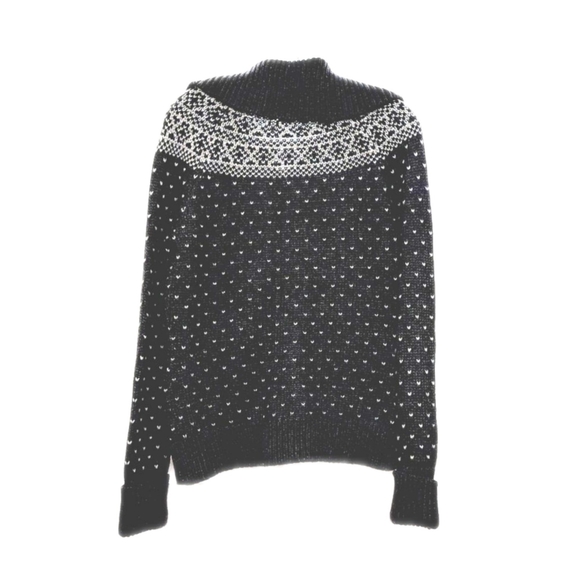 Talbots Womens Petite Wool Blend Gray Fair Isle Full Zip Cardigan Sweater Sz MP - Picture 7 of 7